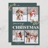 Holly Frohe Weihnachtsfotokarte Feiertagskarte (Vorne/Hinten)