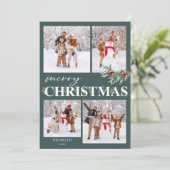 Holly Frohe Weihnachtsfotokarte Feiertagskarte (Stehend Vorderseite)