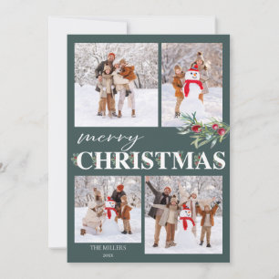 Holly Frohe Weihnachtsfotokarte Feiertagskarte