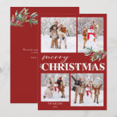 Holly Frohe Weihnachtsfotokarte Feiertagskarte (Vorne/Hinten)