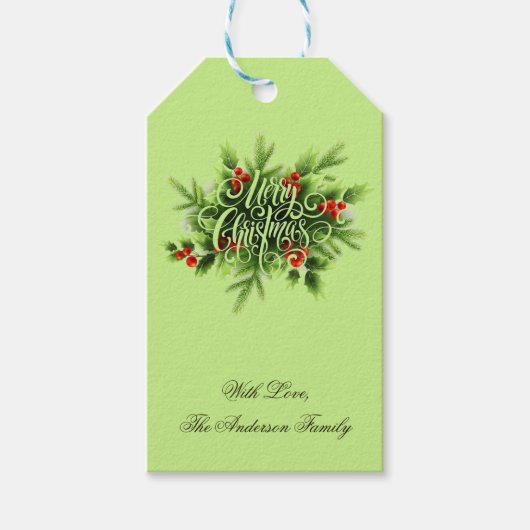 Holly Frohe Weihnachtsgeschenk-Tag Geschenkanhänger (Vorderseite)