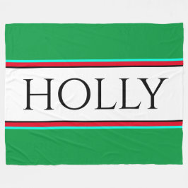 HOLLY Fun Festivals Bright Green Red Streifen Fleecedecke