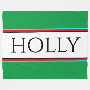 HOLLY Fun Festivals Bright Green Red Streifen Fleecedecke