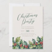Holly Garland Elegante Weihnachts-Party Einladung (Vorderseite)