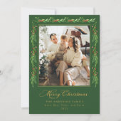 Holly Garland Merry Christmas Photo Card Einladung (Vorderseite)