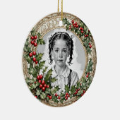 Holly Gerahmt Custom Christmas Foto Round Keramik Ornament (Rechts)