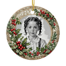 Holly Gerahmt Custom Christmas Foto Round