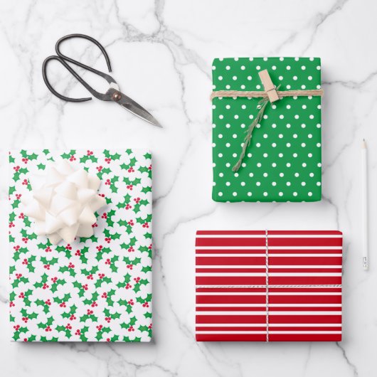 Holly Geschenkpapier Set (Vorderseite)