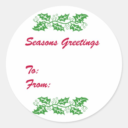 Holly Gift Tag Stickers (Vorderseite)