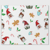 Holly Gnome Gingerbread Candy Cane Weihnachten Geschenkpapier (Flach)
