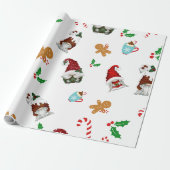 Holly Gnome Gingerbread Candy Cane Weihnachten Geschenkpapier (Ungerollt)