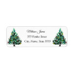 Holly Green Christmas Tree Festival Wedding Label<br><div class="desc">Stilvolle Weihnachtsbaum Hochzeit Rücksendeadressen-Aufkleber. Personalisieren Sie mit Ihrem Namen und Ihrer Adresse. Vintag,  Retro-Aquarell. Schick,  elegant,  einfach zu realisieren.</div>