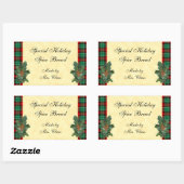Holly Green Red Kariert Holiday Backaufkleber Rechteckiger Aufkleber (Blatt)