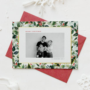 Holly Greenerenery Muster Foto Weihnachten Folien Feiertagskarte