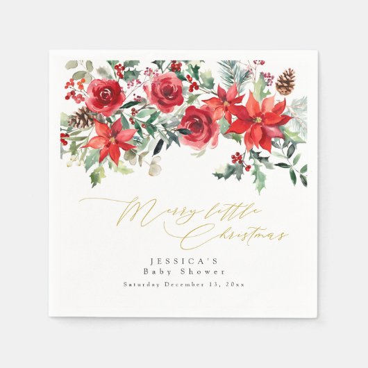 Holly Greenerity Weihnachtsdusche Einladung Serviette (Vorderseite)