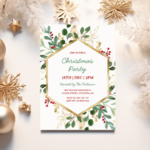 Holly Grün und Goldene Weihnachtsfeier Einladung