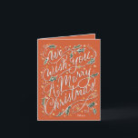 Holly Hand Lettered Wir wünschen Ihnen frohe Weihn Feiertagskarte<br><div class="desc">Anpassen mit einem Jahr (oder entfernen im Editor) passen die Hintergrundfarbe an. Original Schrift von Becky Nimoy. Fotovorlage innen,  auch im Editor entfernen,  wenn gewünscht</div>