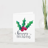 Holly Happy Holidays FOLD-Karte Karte (Vorderseite)