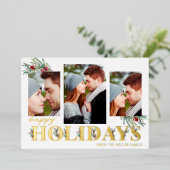 Holly Happy Holidays Holiday Foto Collage Folien Feiertagskarte (Stehend vorne)