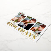 Holly Happy Holidays Holiday Foto Collage Folien Feiertagskarte (Gedreht)