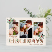 Holly Happy Holidays Holiday Foto Collage Folien Feiertagskarte (Stehend vorne)