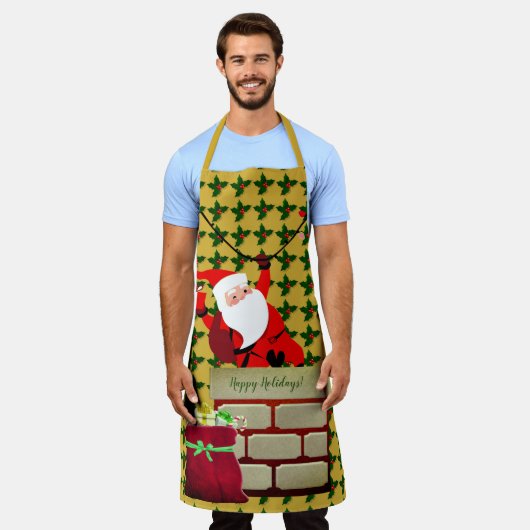Holly Happy Holidays Santa Fun Schürze (Getragen)