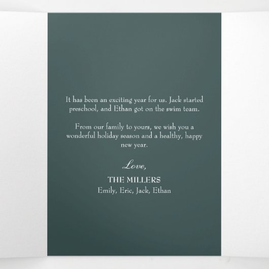 Holly Happy Holidays Trifold Foto Weihnachten Dreifach Gefaltete Urlaubskarte (Innenseite Mitte)