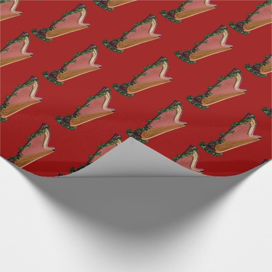 Holly Harp Christmas Wrapping Paper Geschenkpapier (Ecke)