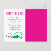 Holly Holiday Green & Pink Foto Postkarte (Rückseite)