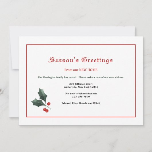 Holly Holiday Moving Card Feiertagskarte (Vorderseite)