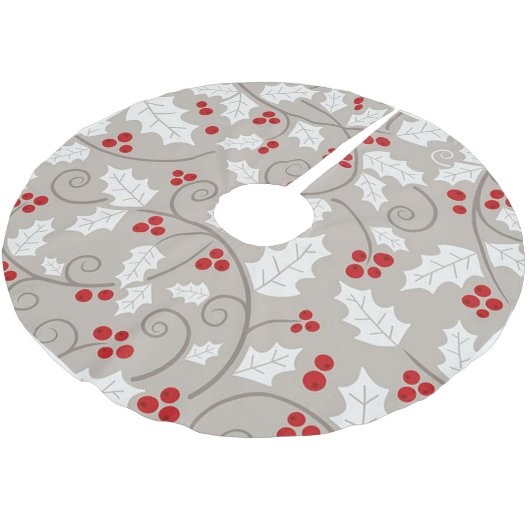 Holly Holiday Weihnachten Polyester Weihnachtsbaumdecke (Schrägansicht)