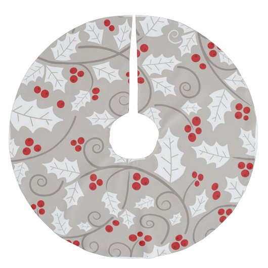 Holly Holiday Weihnachten Polyester Weihnachtsbaumdecke (Vorderseite)