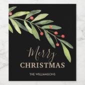 Holly Holiday Weihnachten Weinetikett (Einzelnes Label)