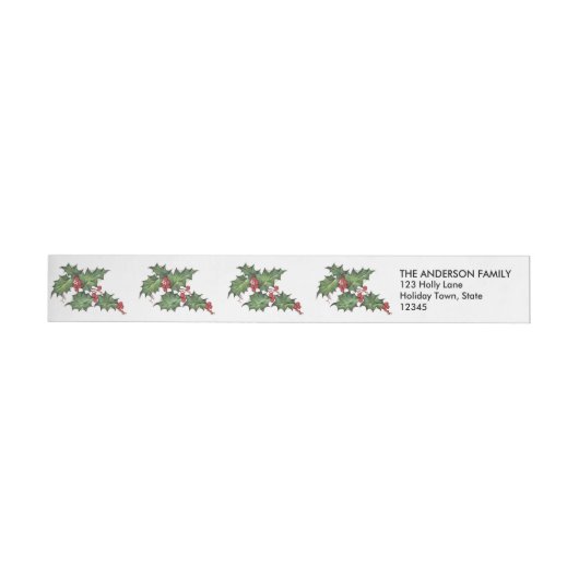 Holly Holiday Wraparound Return Address Labels (Person)