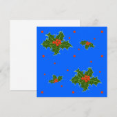Holly (Ilex) Weihnachtsmotif auf festlich blau (Vorne/Hinten)