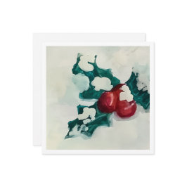 Holly in Snow Feiertagskarte