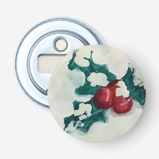 Holly in Snow Flaschenöffner (Vorderseite)