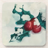 Holly in Snow Getränkeuntersetzer (Vorderseite)