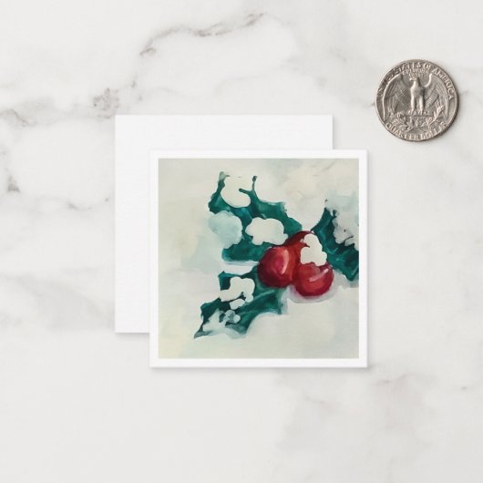 Holly in Snow Mitteilungskarte (Vorderseite/Rückseite Beispiel)