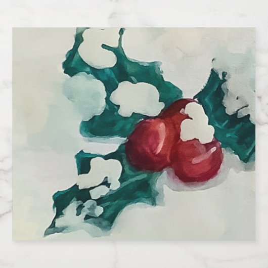 Holly in Snow Schaumweinetikett (Einzelnes Label)