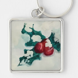 Holly in Snow Schlüsselanhänger