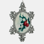 Holly in Snow Schneeflocken Zinn-Ornament (Links)