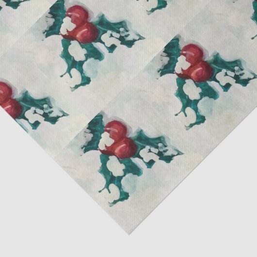 Holly in Snow Seidenpapier (Detail)