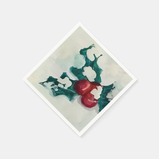 Holly in Snow Serviette (Ecke)