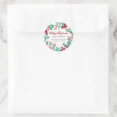 Holly & Ivy Christmas Wreath Rücksendeadresse Runder Aufkleber (Tasche)