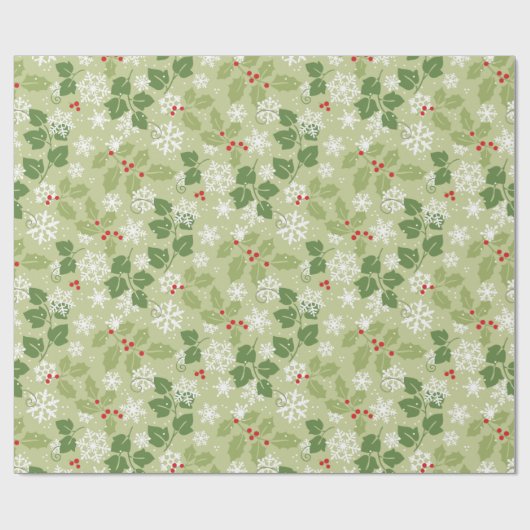 Holly Ivy Snow Weihnachtswrapping Papier Geschenkpapier (Flach)