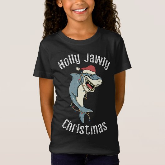 Holly Jawly Christmas Funny Santa Shark Xmas Shark T-Shirt (Vorderseite)