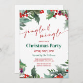 Holly Jingle and Mingle Christmas Party Einladung (Vorne/Hinten)