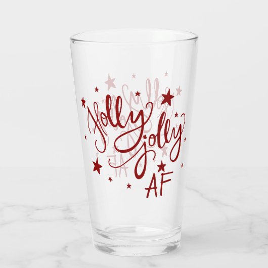 Holly Jolly AF | Red Drink Spaß Zitat Script Glas (Rückseite)