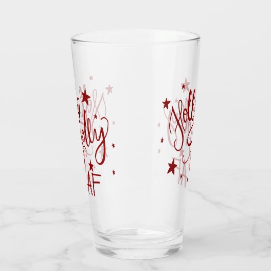 Holly Jolly AF | Red Drink Spaß Zitat Script Glas (Links)